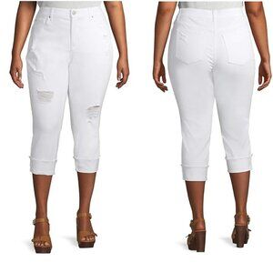 Terra & Sky White Capri Pants Lightweight Casual